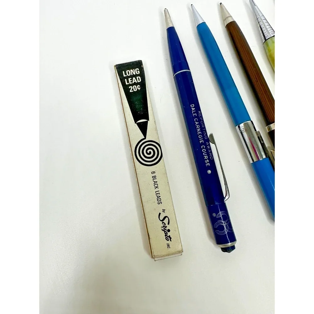 Vtg mechanical pencils lead Lyncraft Green Celluloid Scripto Blue Red Set 5